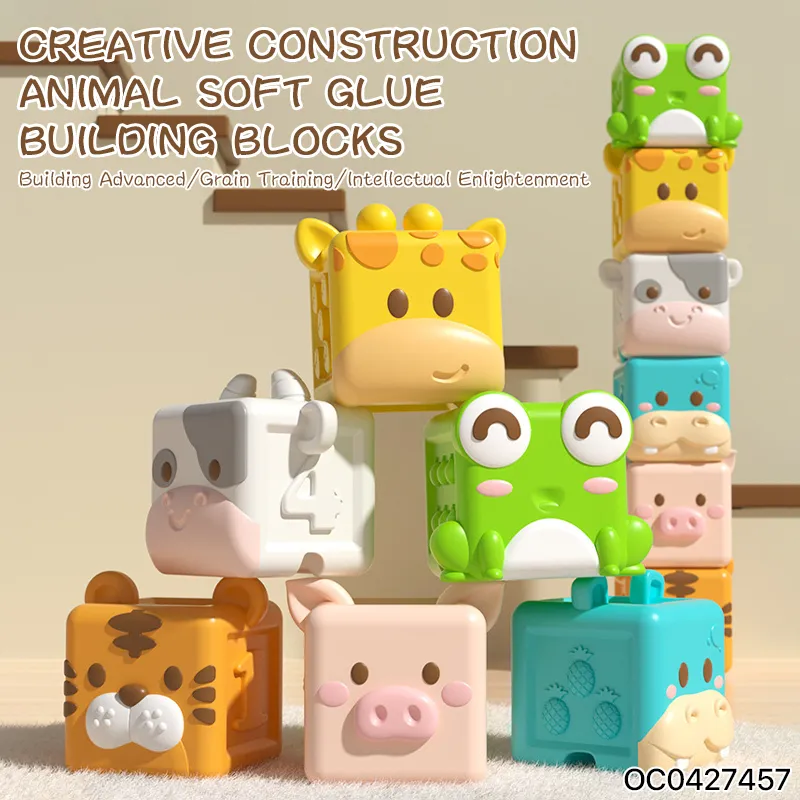 Wholesale Water Kids Silicone Cognitive Education Funny Sensory Baby Rubber Animals Block Bath Toy