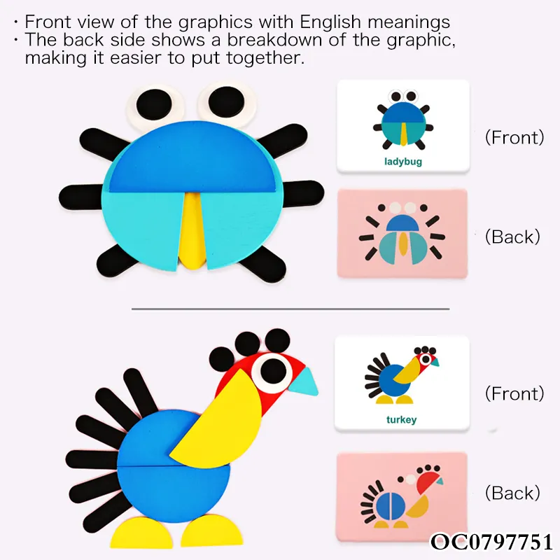 Custom Puzzle Brain Games Board Cards Wooden Animal Jigsaw Puzzle Children Games Toy for Kids
