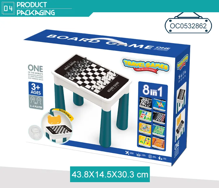 Wholesale Family Classic Kids 8 in 1 International Play Chess Board Game for Childrens