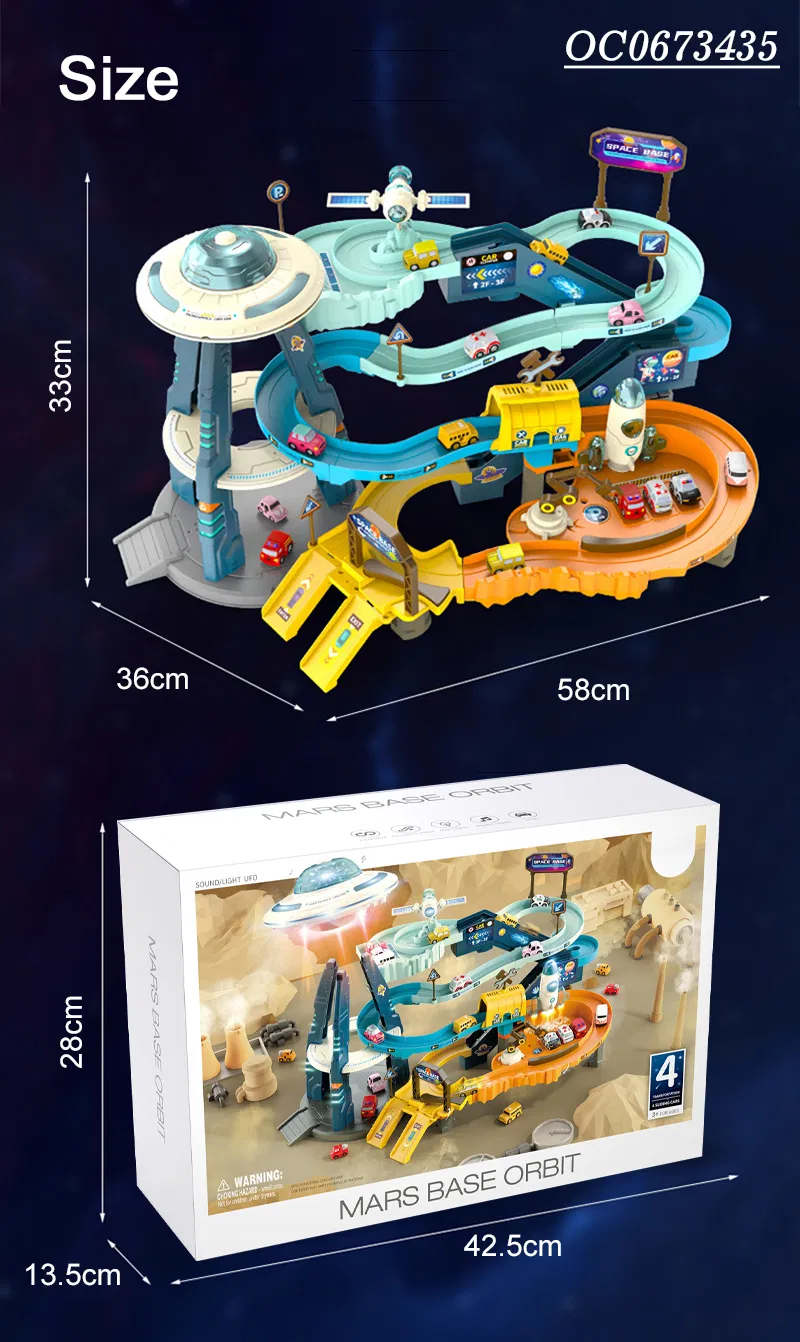Car Parking Lot Toy Adventure Race Track Electronic Educational Kids Toy with 4PCS Mini Cars