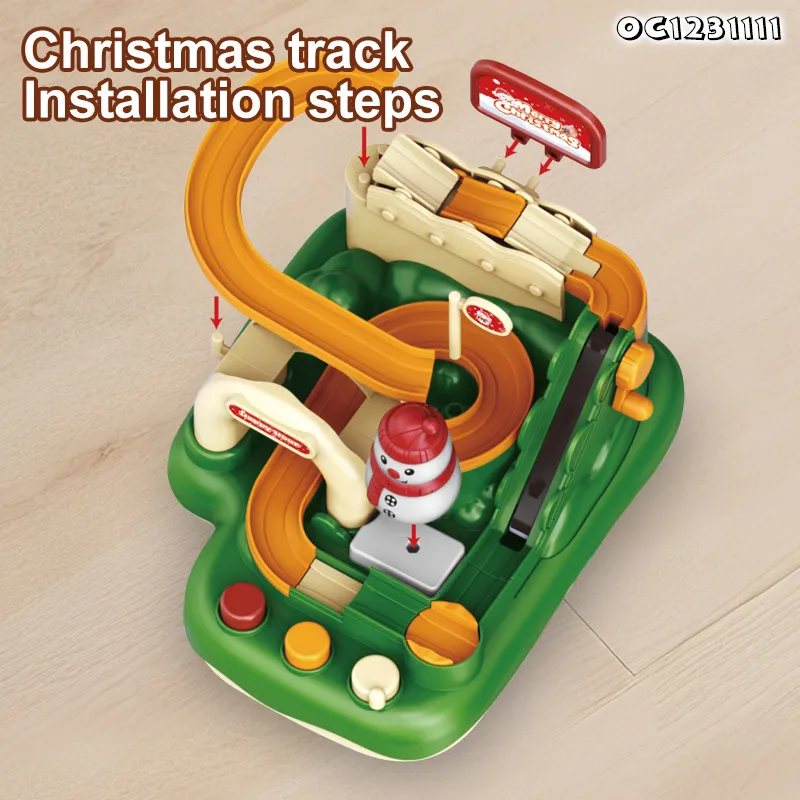 Christmas Theme Hand Powered Racing Track Slot Toy Car Race Track Game Set Toys for Kids