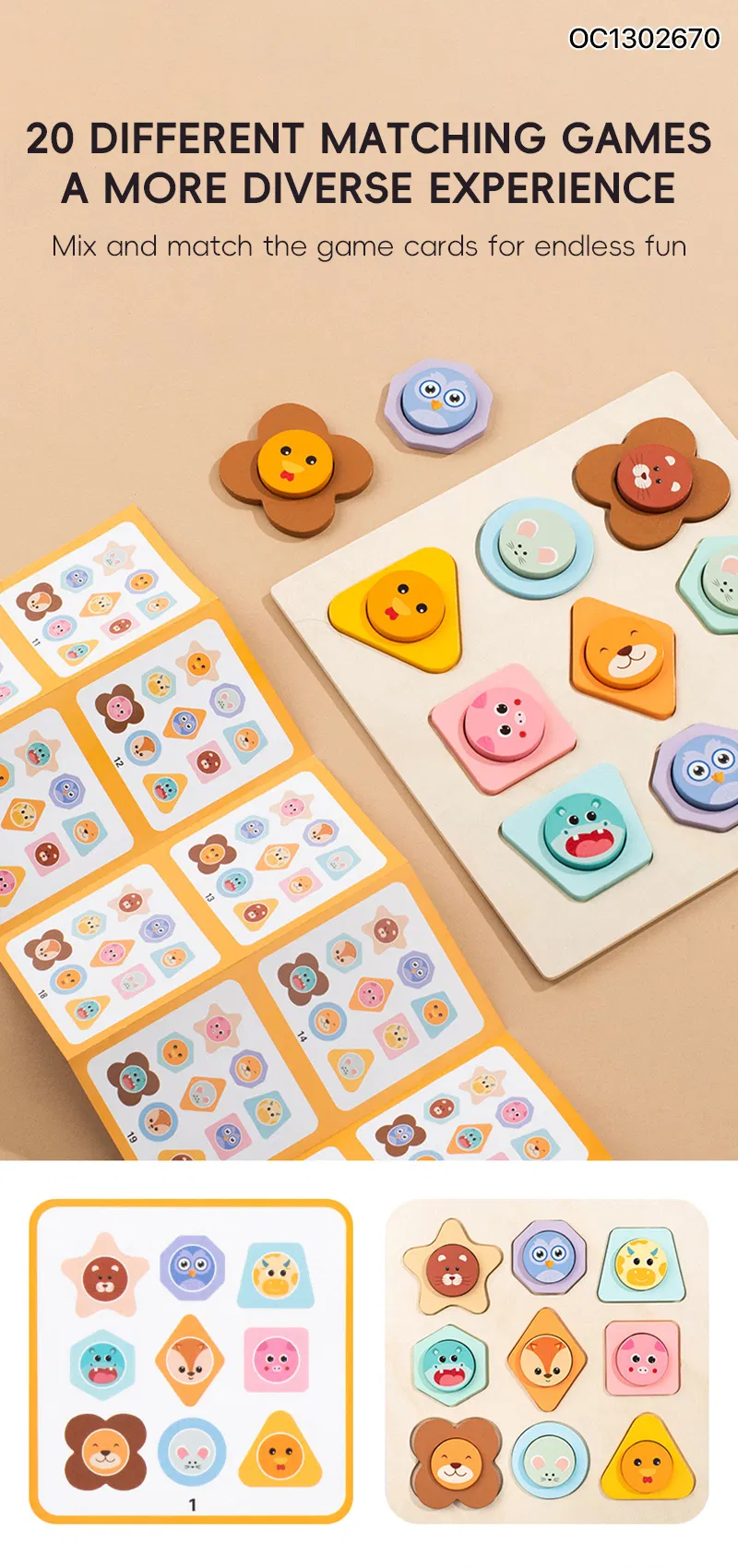 Baby Toys 3D Puzzle Cartoon Animals Vehicle Cognitive Improvement Learning Game Jigsaw Puzzle Wooden Match Toys for Kid Children