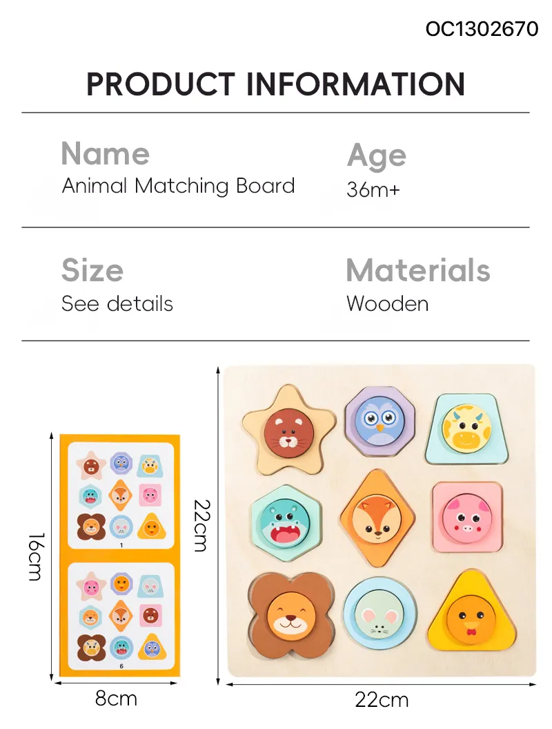 Baby Toys 3D Puzzle Cartoon Animals Vehicle Cognitive Improvement Learning Game Jigsaw Puzzle Wooden Match Toys for Kid Children