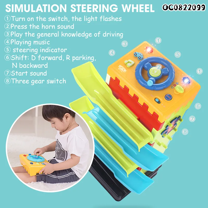 Montessori Electronic Plastic Educational Car Game Steering Wheel Toy for Children
