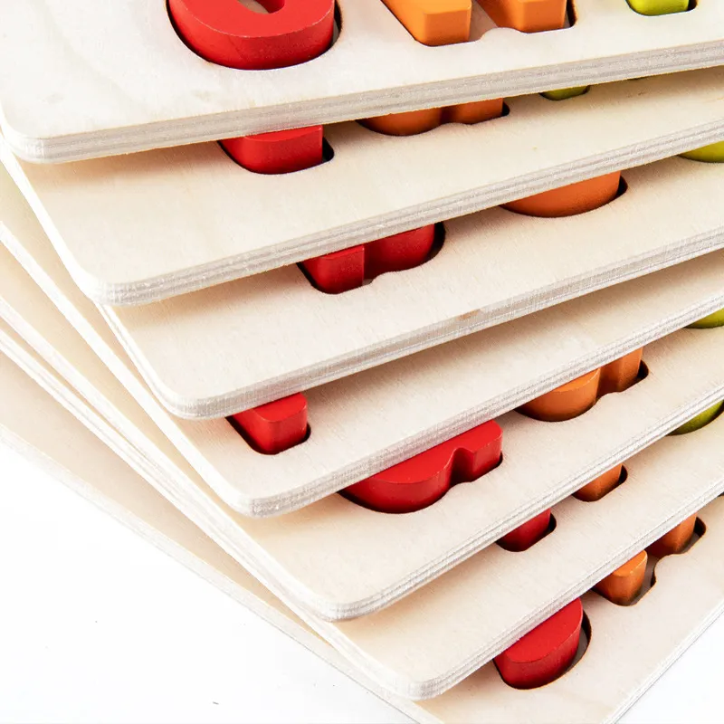 Customized Educational Toys English Puzzle Games Board Cards Wooden Jigsaw Puzzles Toy for Kids Early Ages