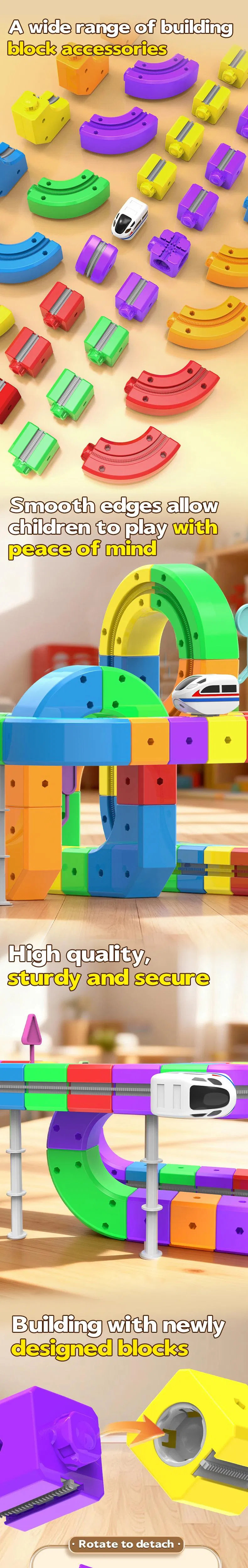 3D Flexible Race Railway Truck Track Assembly Brick Building Block Children Wholesale Plastic Train Toy Car Track Toy