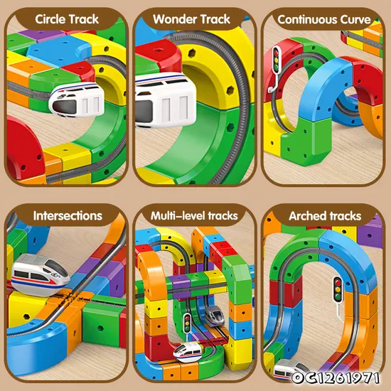 3D Flexible Race Railway Truck Track Assembly Brick Building Block Children Wholesale Plastic Train Toy Car Track Toy