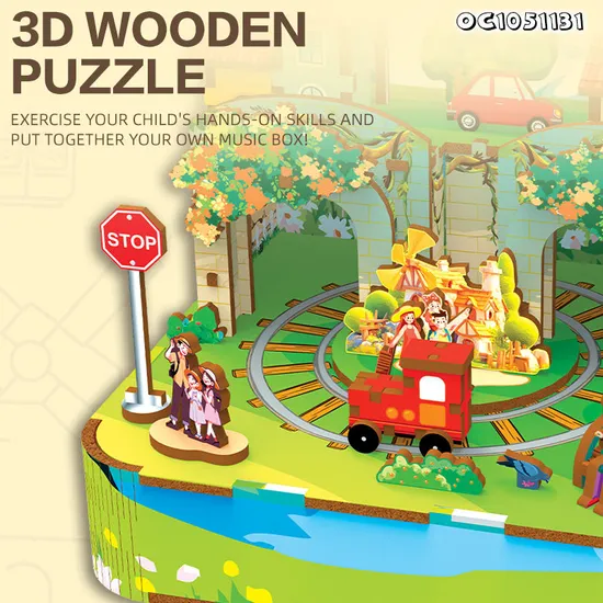 100PCS 2025 The Latest Educational DIY Toy Games Music Box Wooden Jigsaw Puzzles Toy for Kids 6 Years Old Assemble