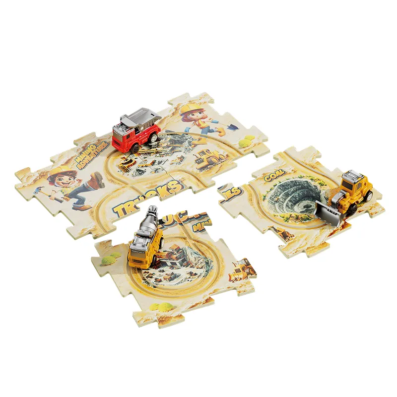 Wholesale Engineering Toy Truck Educational Indoor Construction Jigsaw Puzzle Train Race Car Track Toy Truck Toy with Slots