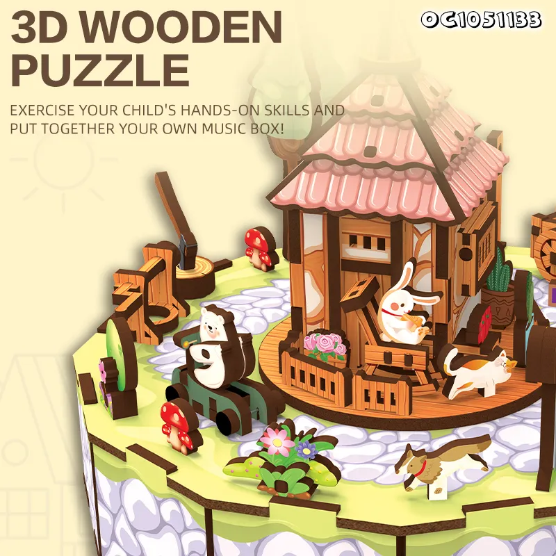 134PCS 3D Wooden Puzzle Music Box Maker DIY Jigsaw Puzzle Board Stem Educational Toy Science Assembly Kits Toy