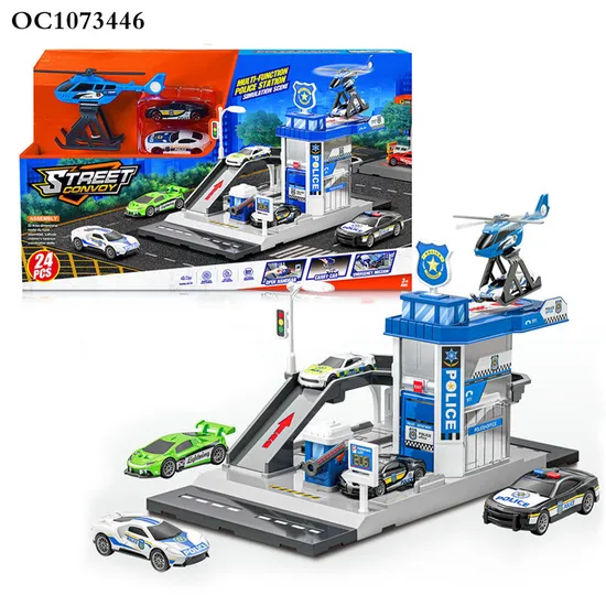 Kids Boys Gift Items Railway Racing Play Car Tracking Game Parking Lot Station Toys with Plane and Alloy Car