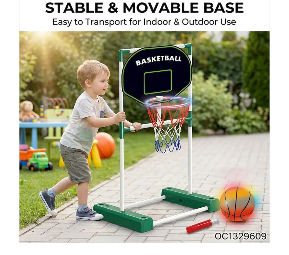 Kids Outdoor Glow Light-up Mobile Basketball Hoop for Nighttime Sports