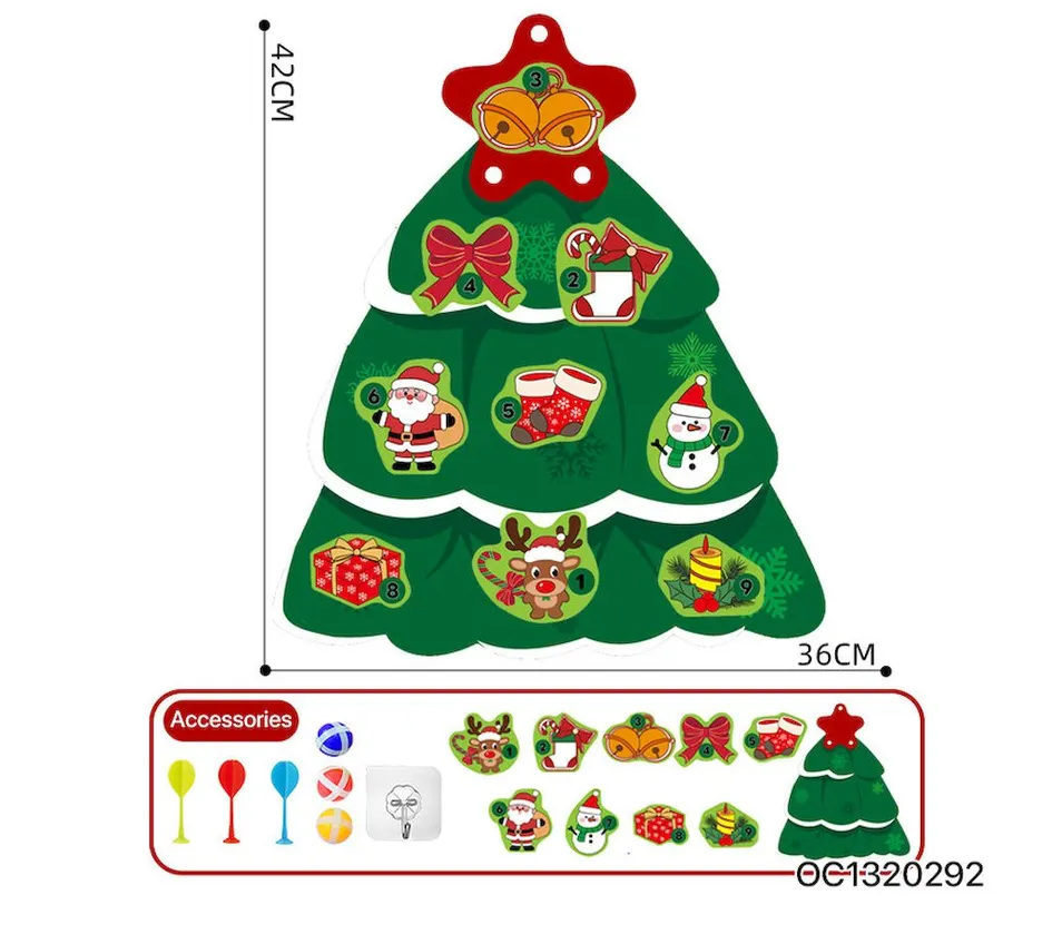 DIY Christmas Tree Toddlers Safe Decoration Throwing Dartboard for Indoor Sport Games