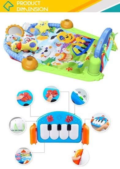 High Quality Pedal Piano Crawling Carpet Mat Newborn Baby Musical Activity Play Mat with Plush Toy