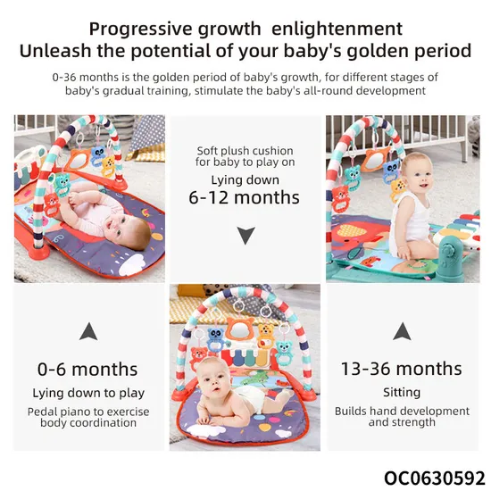 Hot Selling Safe Padded Keyboard New Born Baby Gym Play Mat for Floor with Musical Piano Playmat
