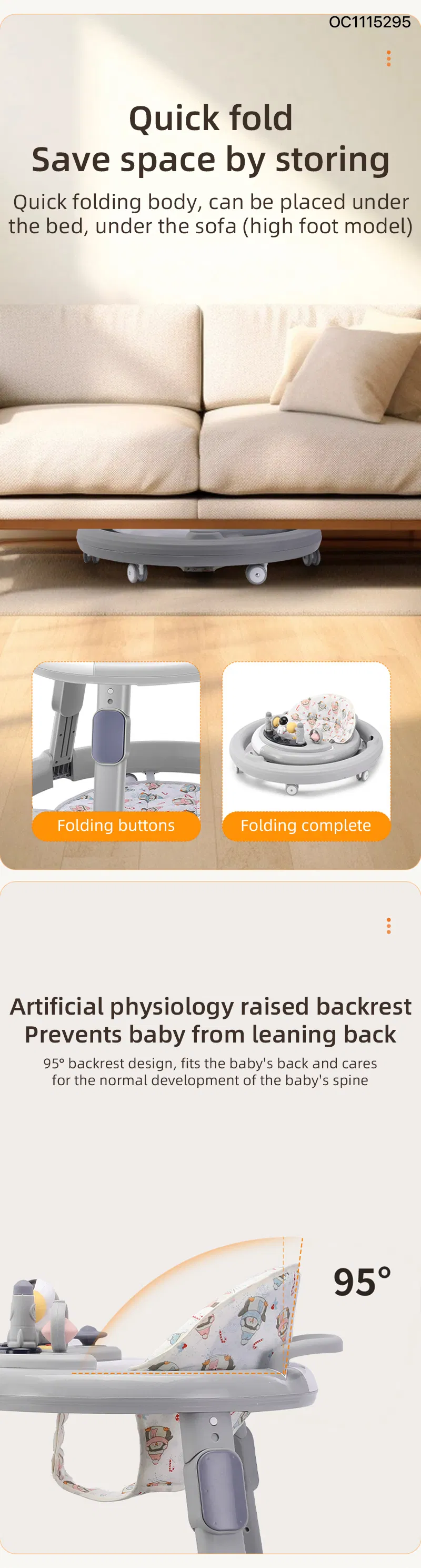 Height Adjustable Round Latest Design Small Size Safety Lovely Baby Chairs Baby Walker with Wheels for Infant Learning Walk