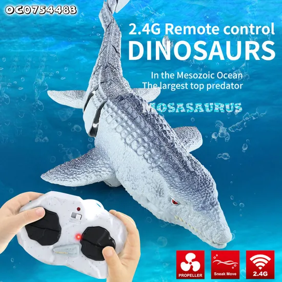 Easy Self Assembly Model Waterproof Remote Control Dinosaur Gray Customized Swimming Pool Plastic Toy Sea Animals for Kids Boys