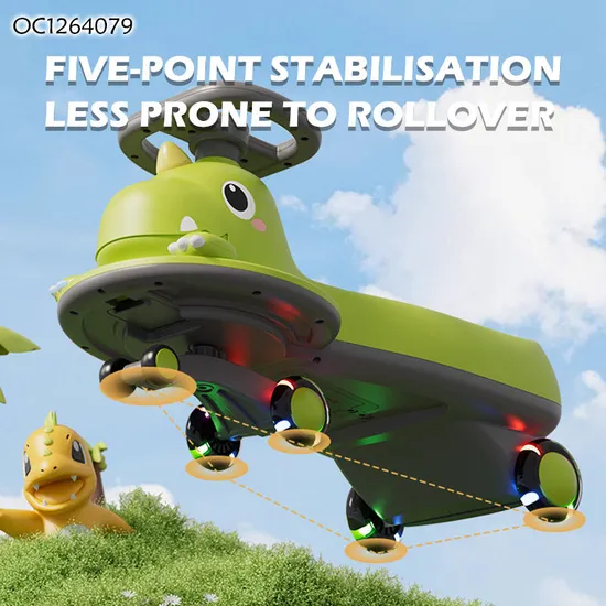 Good Quality Dinosaur Design 360 Degree Rotating Plastic Electric Baby Swing Car Ride on with Music and Flashing Light Wheels