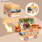 Cartoon Bus Multifunctional Plastic Mobile Kitchen Bus Play Pretend Preschool Fast Food Toys Kids