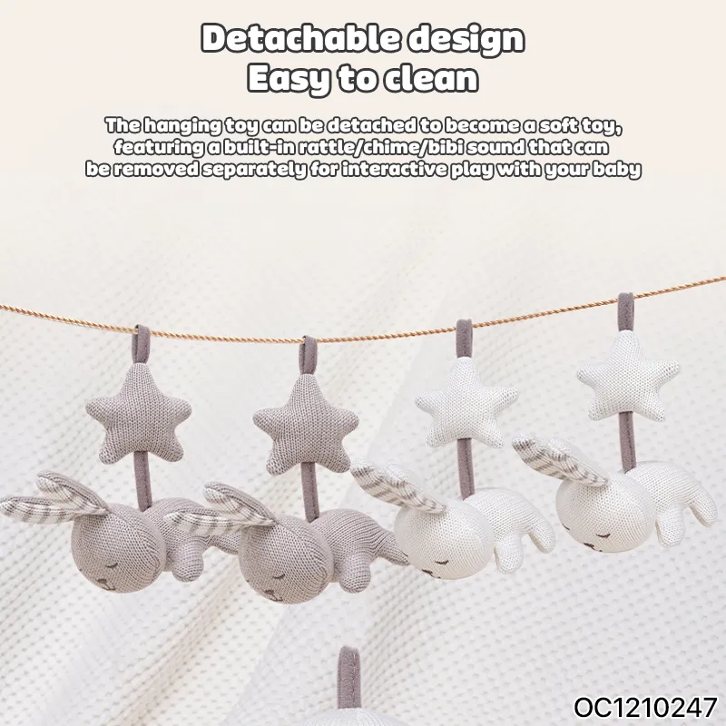 Sensory Unique Products Rabbit Cotton Fabric Baby Comfort Sleep Mobile Crib Newborn Baby Bed Hanging Toys with Music for Sleep