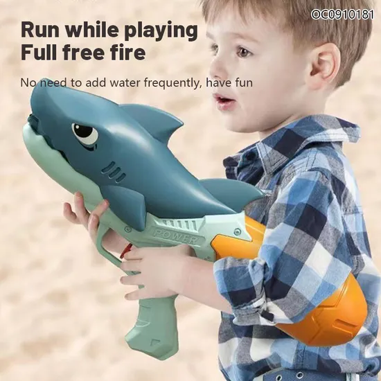 New Arrival Plastic Shark Shape Small Cheap Water Outdoor Shooting Gun Water Gun Toy Set for Boys