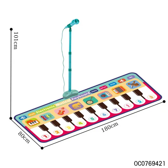Hot Selling Children Microphone Play Piano Gym Music Mat Kids Electronic Activity Sensory Mat