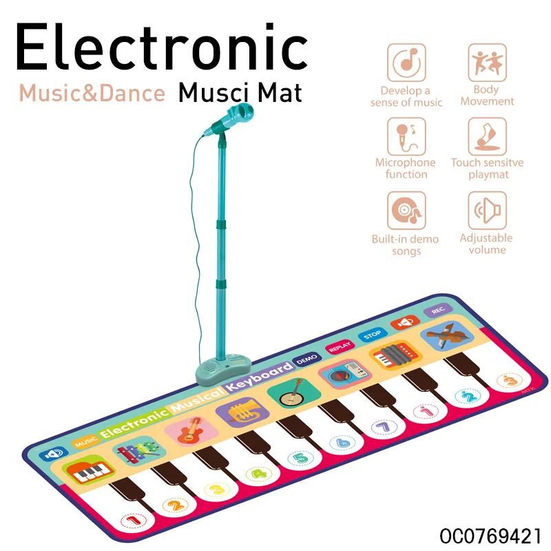 Hot Selling Children Microphone Play Piano Gym Music Mat Kids Electronic Activity Sensory Mat