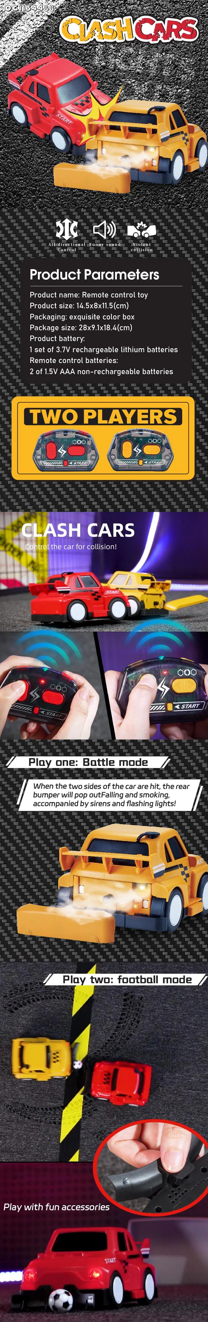 Interactive 2 Players RC Game Battle Indoor Bumper Car Toys for Kids with Remote Control RC Cars with Playing Football Mode