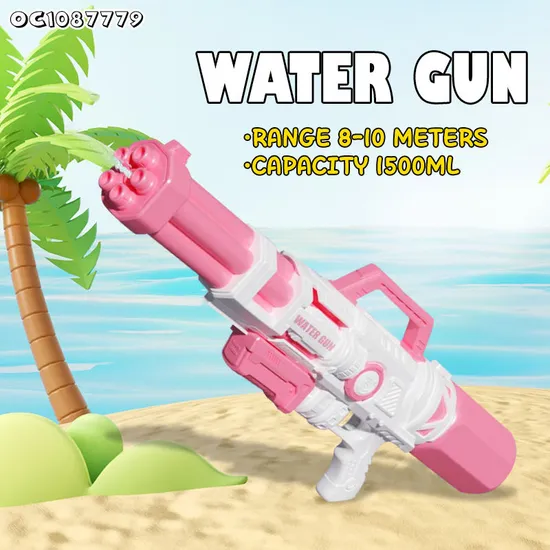 Trendy Summer Items 2026 New Manual Custom Logo Plastic Outdoor Game Water Gun Toy with 1500ml Large Capacity