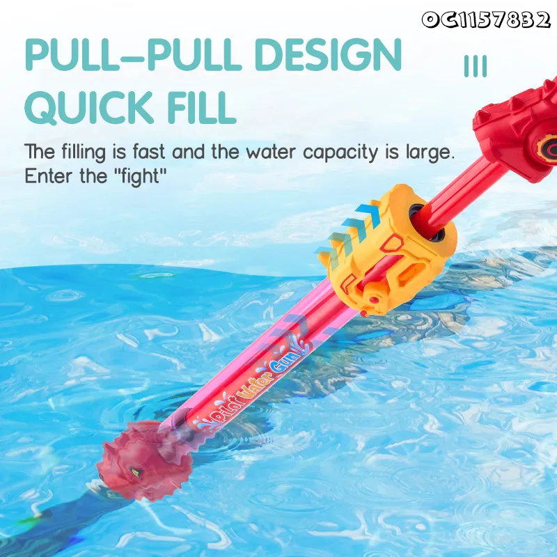 52cm Long Dinosaur Design 2026 Summer Plastic Kids Toys Strongest Fireworks Pump Pressure Water Gun for Water Park