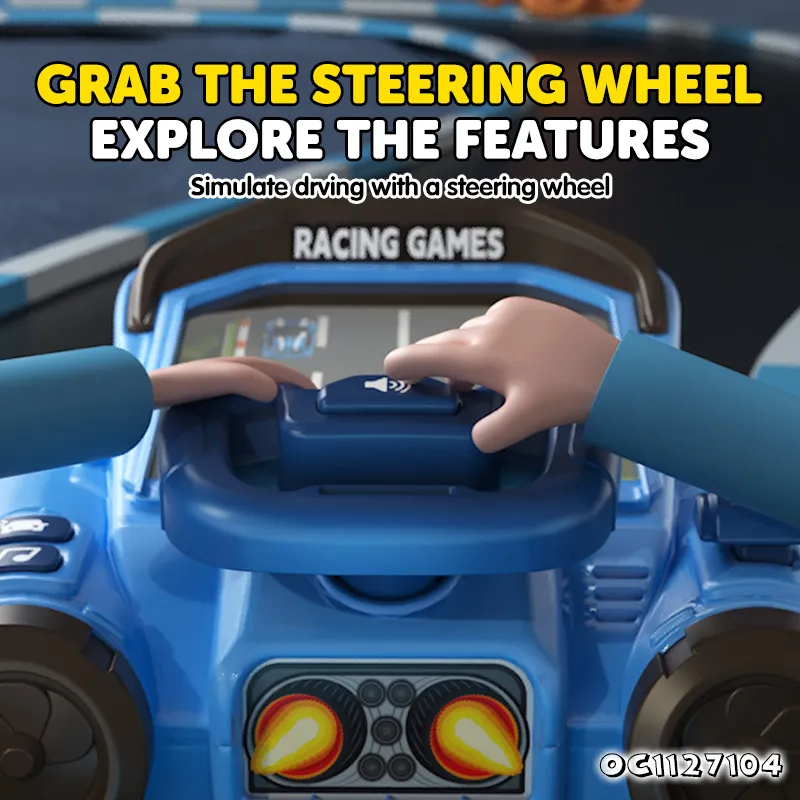 Interactive Simulation Gaming Table Cute Electronic Racing Adventure Car Steering Wheel Toy for Kid Toddler Musical Driving Game