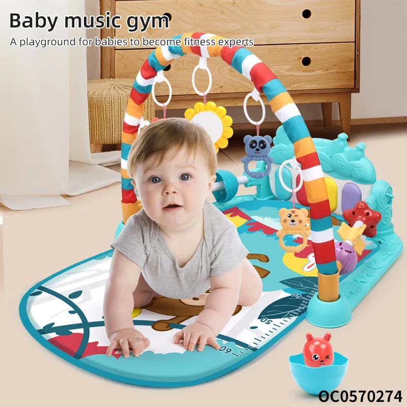 Fitness Gym Pedal Piano and Exercise Activity Crawling Mat Custom Soft Safe Play Floor Mat Baby Musical Mat with Hanging Animals
