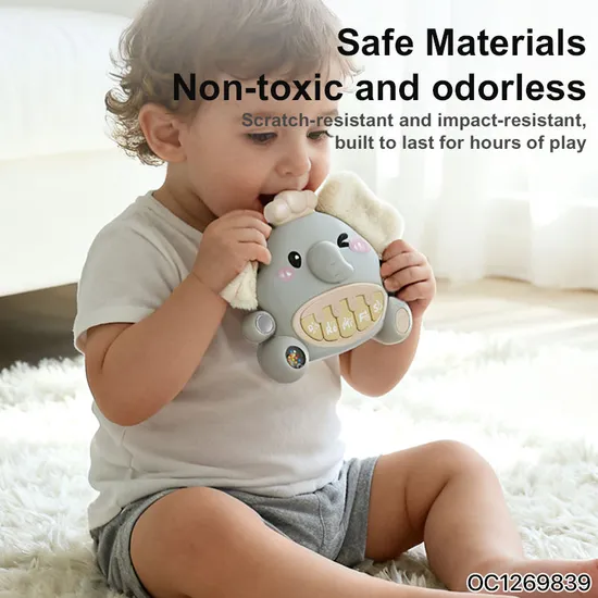 Trending Products 2026 New Arrival Baby Stuffed Animal Hanging Musical Sound Electronic Piano with Teether Soft Plush Rattle Toy