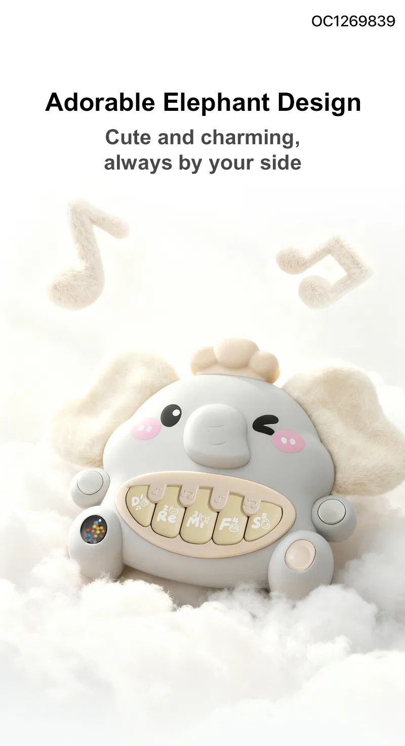 Trending Products 2026 New Arrival Baby Stuffed Animal Hanging Musical Sound Electronic Piano with Teether Soft Plush Rattle Toy