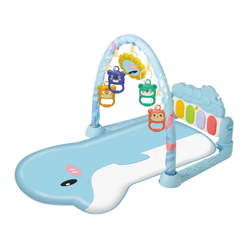 Newborn Pedal Musical Piano Creative Training Play Gym Soft Safe Mat with Music Keyboard and Hanging Toys