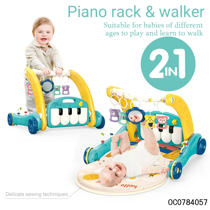 Newborn Pedal Push Walker Walking Assistant Musical Piano Creative Training Play Gym Soft Safe Mat