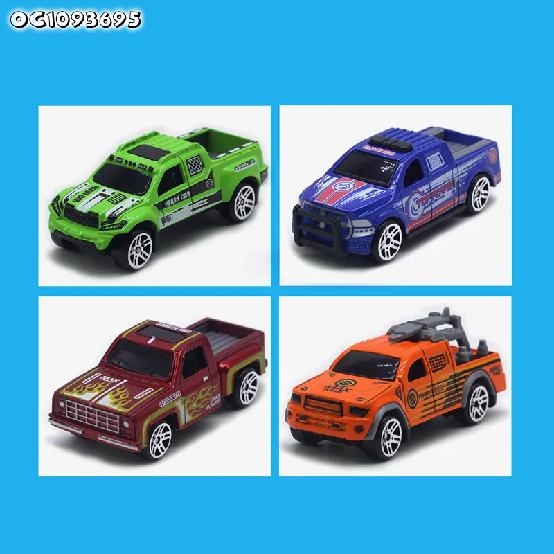 Wholesale off Road Toy Car Friction Powered Antiques 4 Pieces Kids Freewheel Toys 1: 64 Scale Diecast Car Slide Model Miniatures