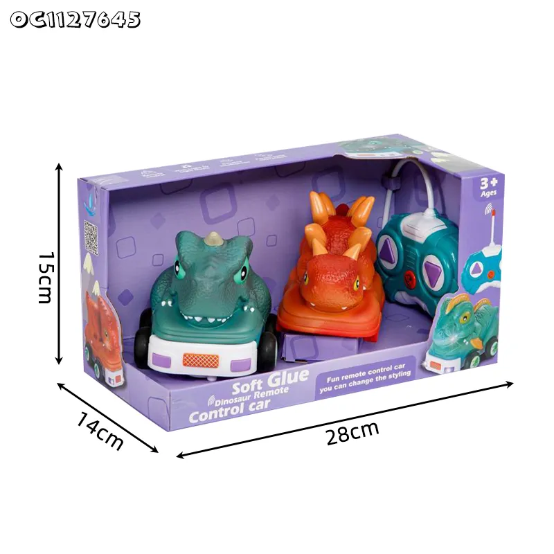 Wholesale Rubber Wheels Soft Plastic Remote Control RC Dinosaur Car Toy for Kids