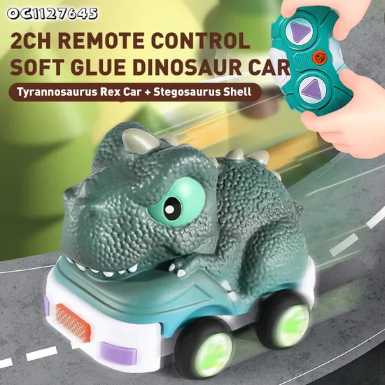 Wholesale Rubber Wheels Soft Plastic Remote Control RC Dinosaur Car Toy for Kids