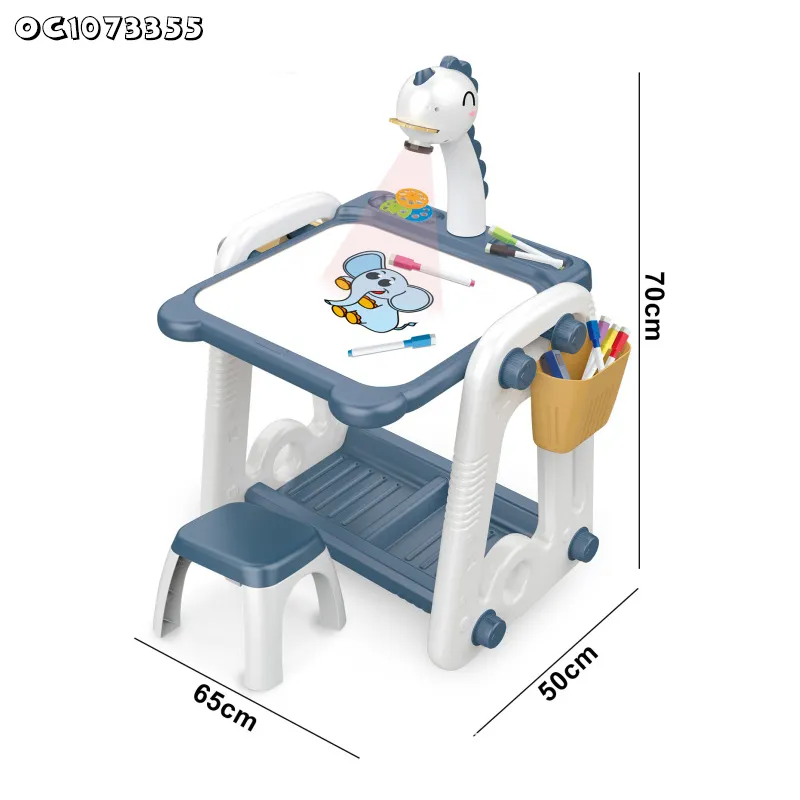 Montessori Educational Projection Flash Toy Kids Drawing Desk Chair Set Light up Wholesale Magnetic Electric Drawing Board