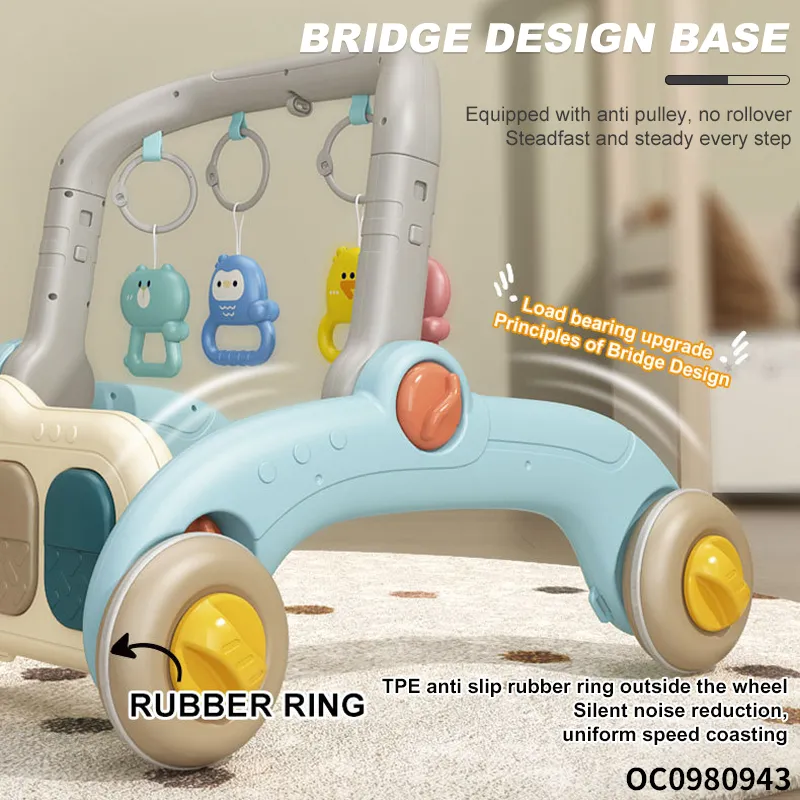Wholesale New Model Gym Piano Playing Mat Plastic Frame Manufacture Multifunctional Funny 2-in-1kids Baby Walker