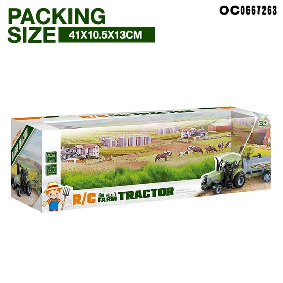 Wholesale Transportation Wood and Construction Remote Control Electronics RC Farm Car Toy Tractor for Children Kids
