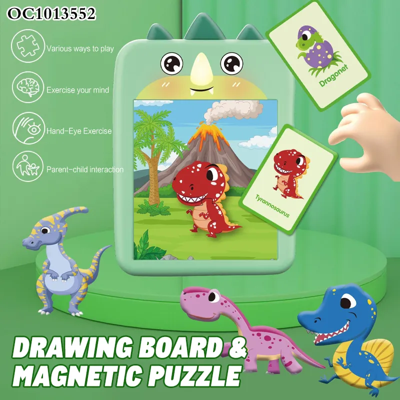 Montessori Educational Sensory Dinosaur Theme Early Education Creative Small Puzzles Colorful Doodle Board Drawing Tablet Toyplastic