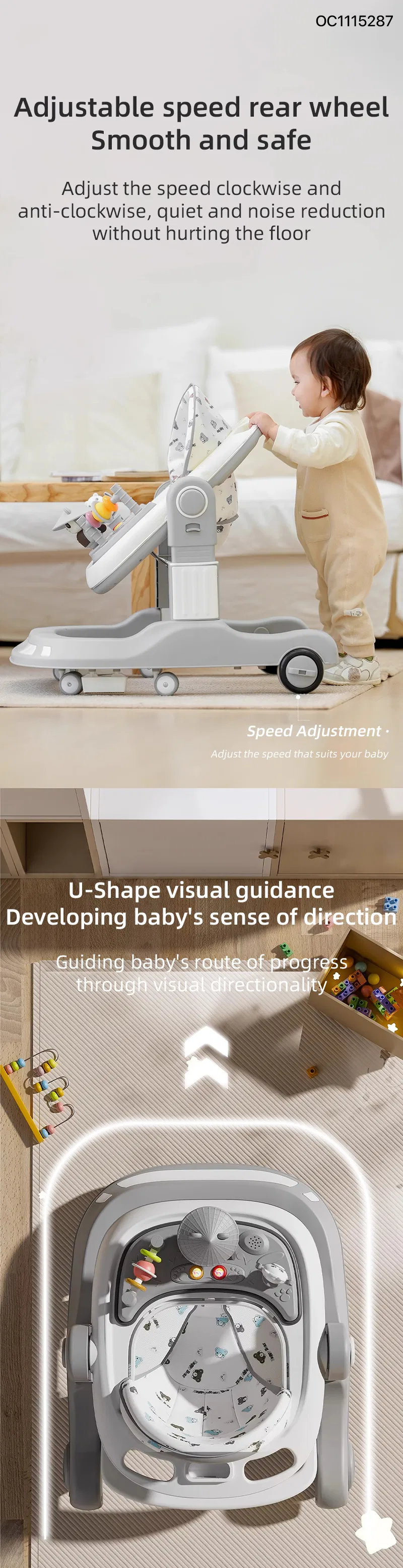 Wholesale Designed New Style Foldable Infant Standing Baby Walker with Wheels and Seat