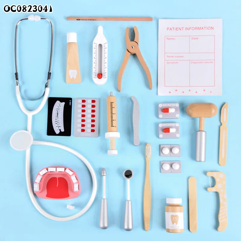 Wholesale Kids Wooden Pretend Play Medical Fun Creative Children's Doctor and Dentist Toys Set
