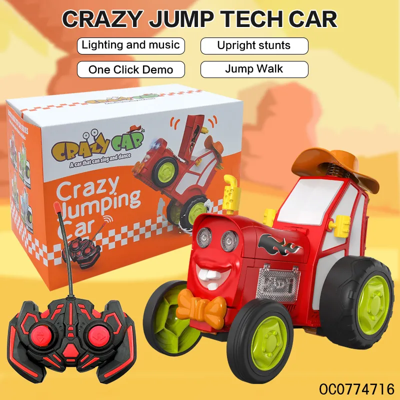 Wholesale Train Head Cartoon Mini Stunt Jumping Remote Control RC Toy Car for Kids