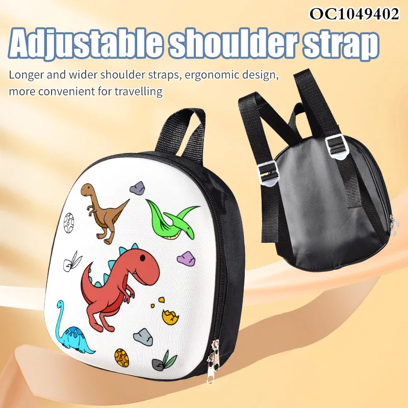 Wholesale Cartoon Dinosaur Theme DIY Doodle Bag Hard Cartoon Children School Backpack Bag for Painting