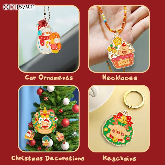 Wholesale DIY Handmade Graffiti Toys Custom Crystal Decoration Pendant Keychain Christmas Items Montessori Educational Toy for Kids