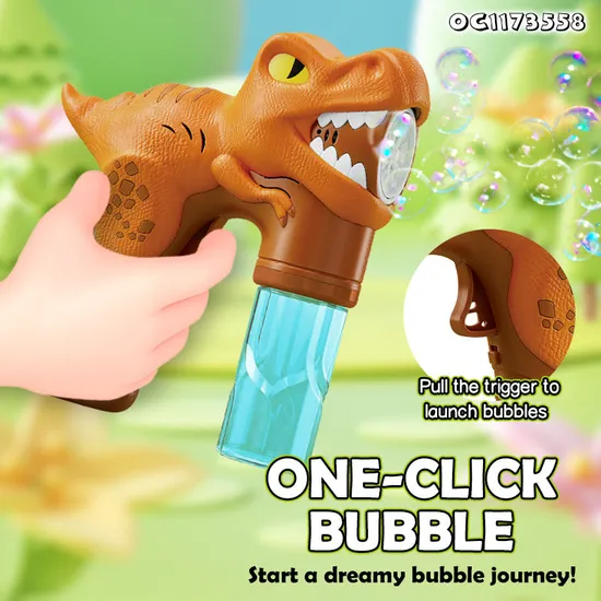 New Arrival Light up Electric Dinosaur Shaped Bubbles Gun Toys for Outdoor Children Play Game New Model Dinosaur Bubble Gun