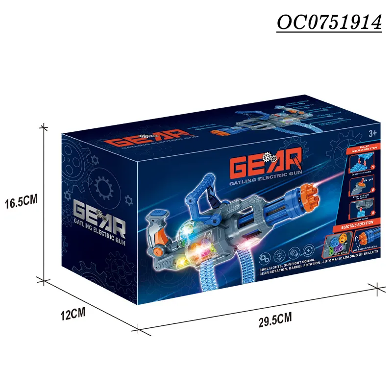 Hot Selling Automatic Safety Gear Children Kids Electric Toy Gun with Light Music